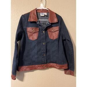 Diane Gilman, men’s leather jeans, jacket with handmade appliqué on back Large